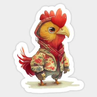 Watercolor Chinese Zodiac Year of the Rooster Sticker